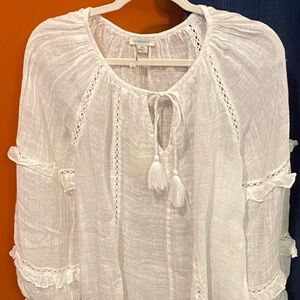 Sundance Catalog Cotton Linen Boho Top PS NWT
